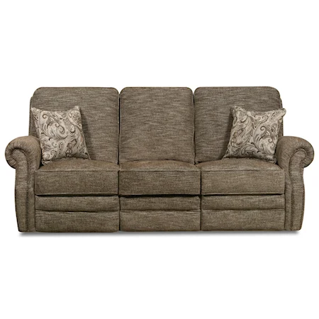 Transitional Reclining Sofa with Nailhead Trim